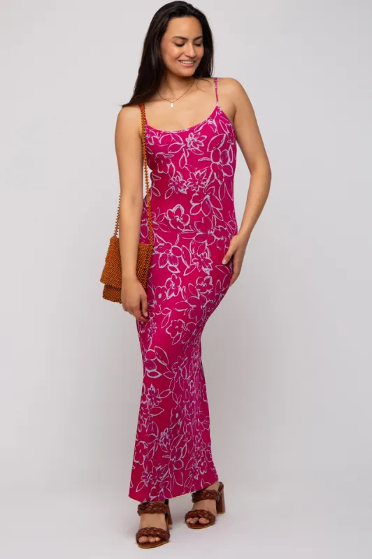 Magenta Floral Maxi Dress sold by Pinkblush