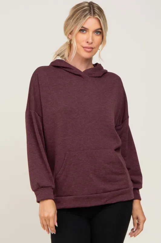 Burgundy Heathered Hooded Sweatshirt sold by Pinkblush