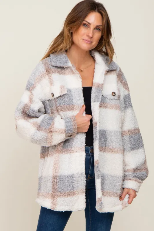 Light Grey Textured Plaid Jacket sold by Pinkblush