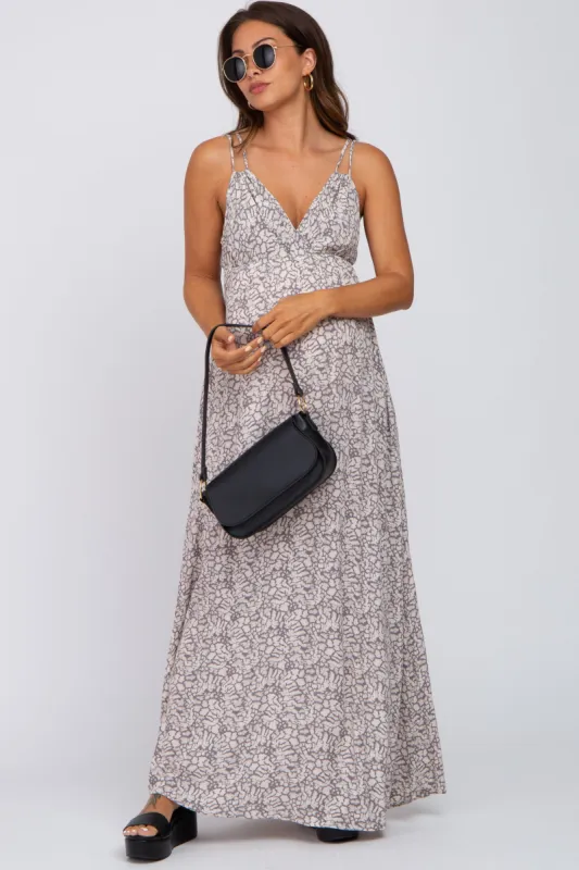 Grey Printed Sleeveless Maternity Maxi Dress sold by Pinkblush