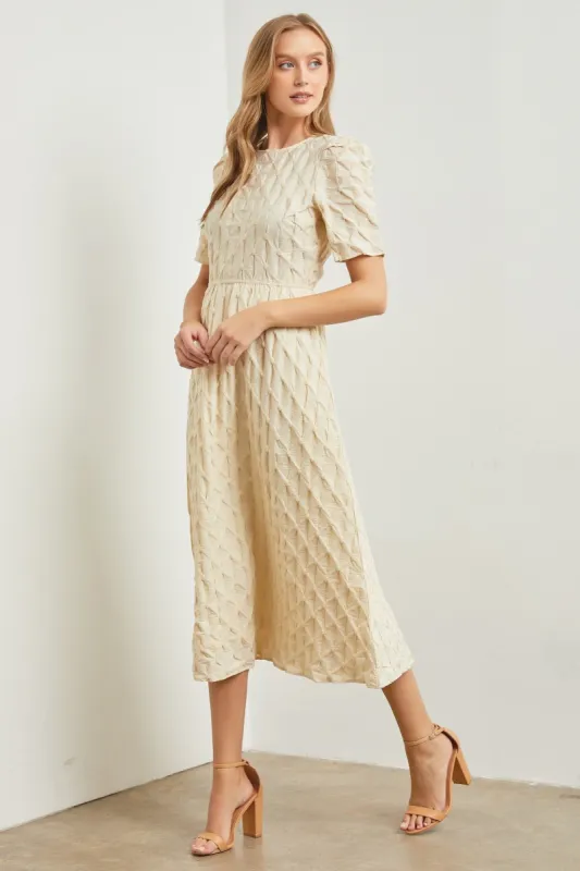 Cream Textured Woven Maxi Dress sold by Pinkblush