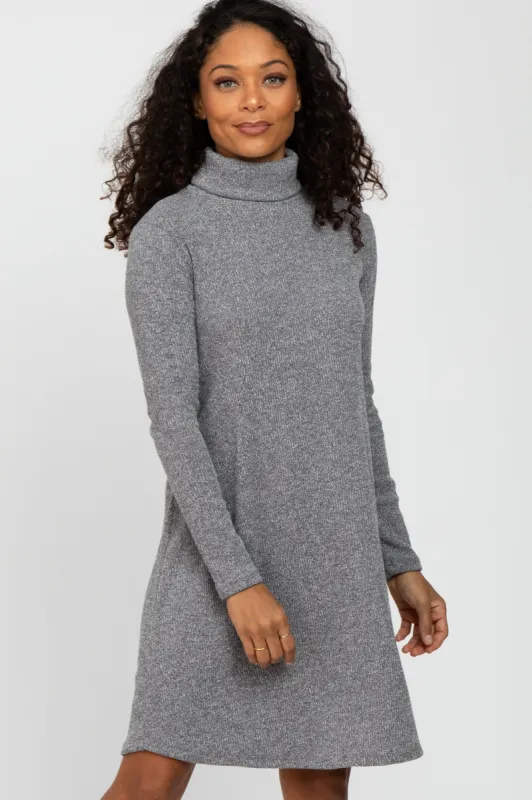 Grey Ribbed Turtleneck Dress sold by Pinkblush