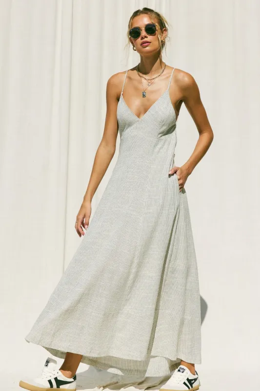Natural Striped Linen Maxi Dress sold by Pinkblush