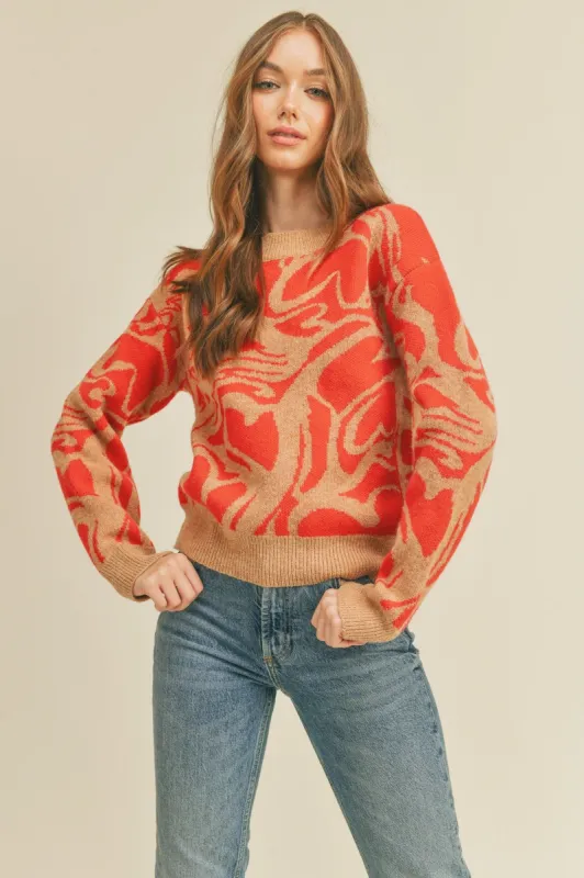Red Camel Multi Abstract Heart Knit Sweater sold by Pinkblush