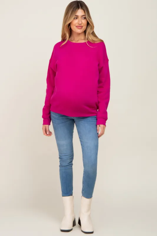 Magenta Basic Maternity Sweatshirt sold by Pinkblush