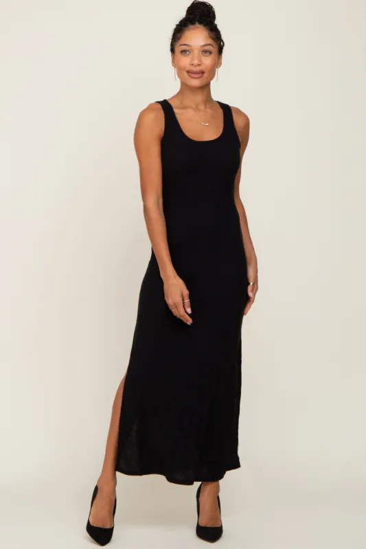 Black Soft Knit Sleeveless Maxi Dress sold by Pinkblush