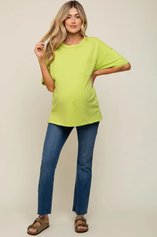 Lime Exposed Seam Maternity Pocket T-Shirt sold by Pinkblush