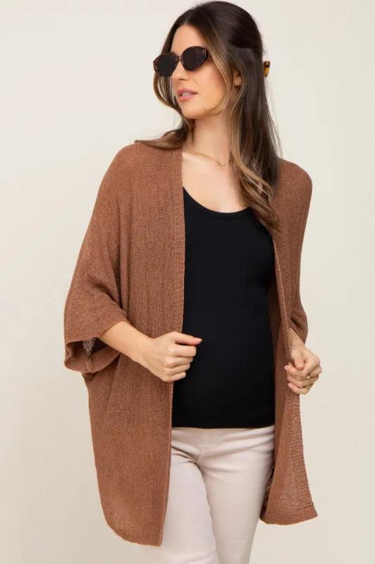 Mocha Dolman Short Sleeve Maternity Cardigan sold by Pinkblush