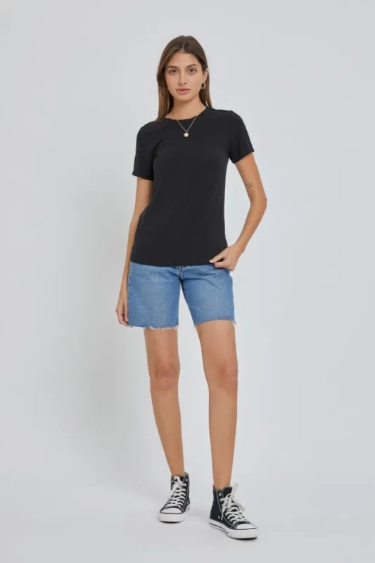 Black Soft Knit Basic T-Shirt sold by Pinkblush