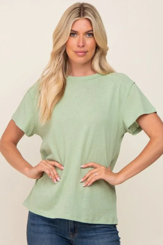Light Olive Raw Hem Tee sold by Pinkblush