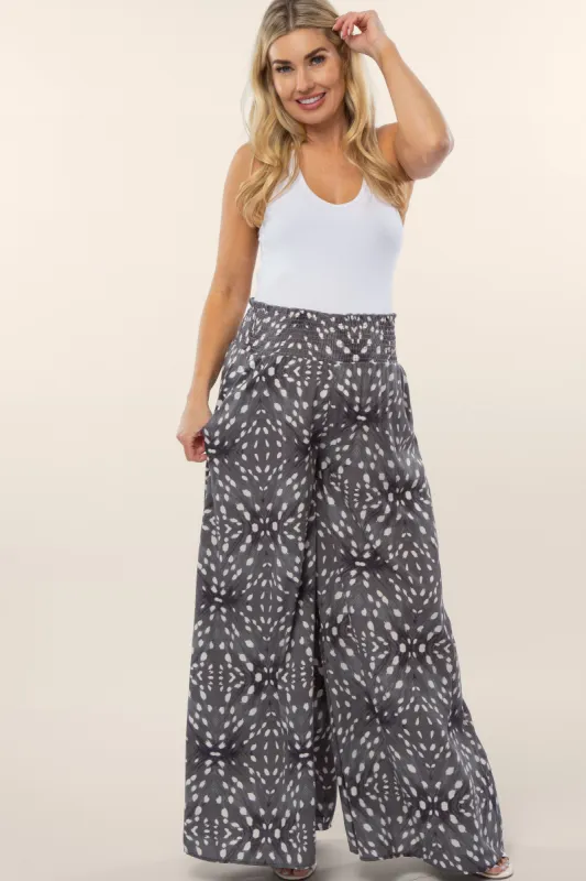 Grey Animal Print Wide Leg Maternity Pants sold by Pinkblush