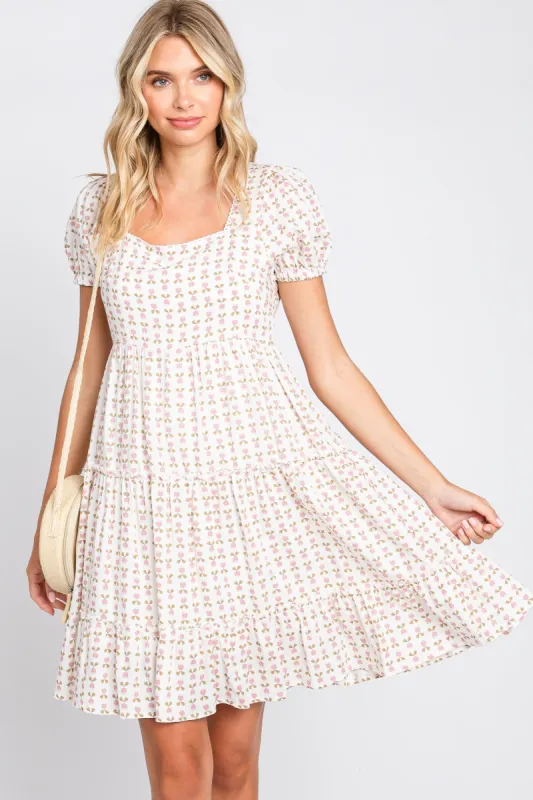 Mauve Printed Tiered Ruffle Accent Dress sold by Pinkblush