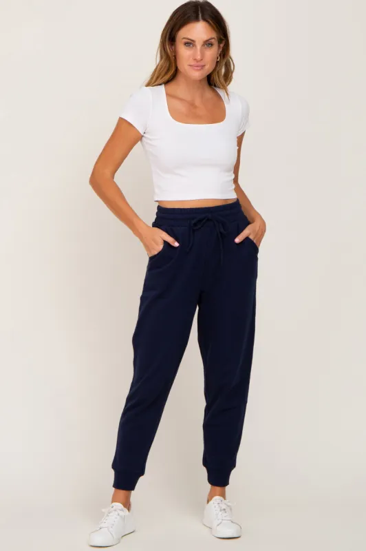 Navy Basic Drawstring Sweatpants sold by Pinkblush