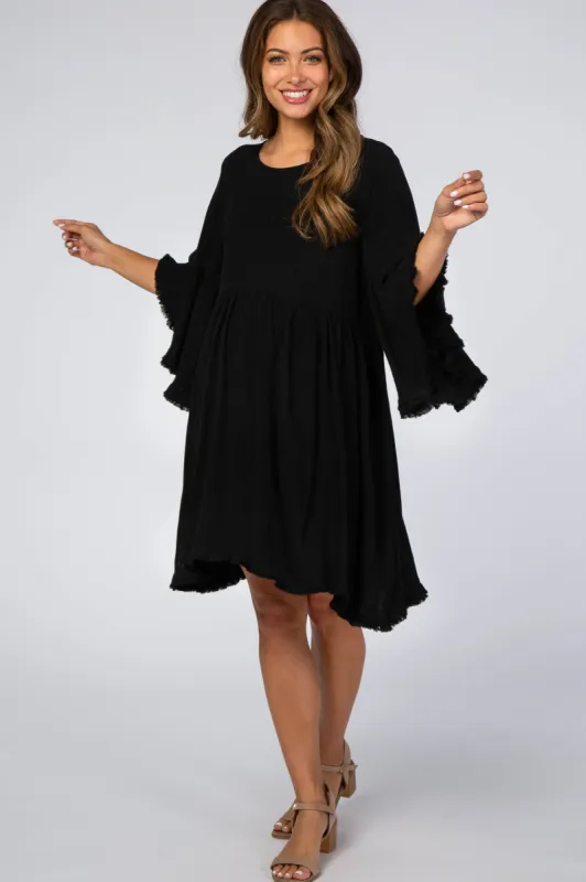 Sage Smocked Layered Ruffle Flutter Sleeve Midi Dress sold by Pinkblush
