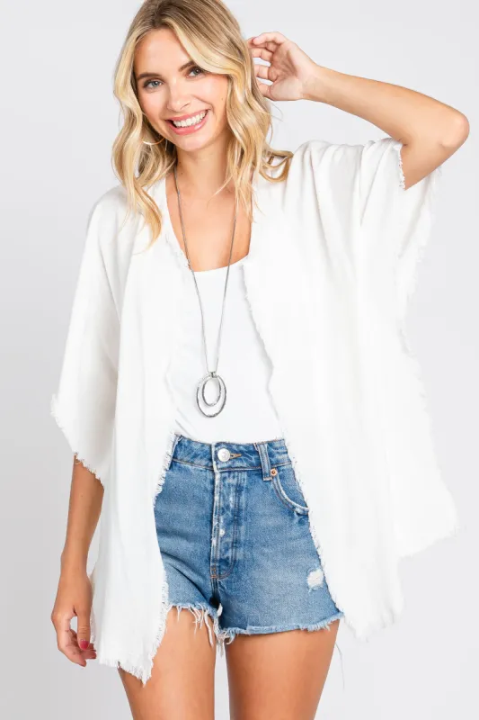 Ivory Fringe Dolman Sleeve Cover Up sold by Pinkblush