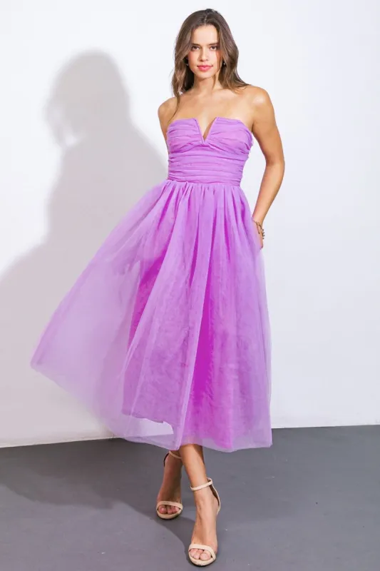 Orchid Strapless Midi Dress sold by Pinkblush