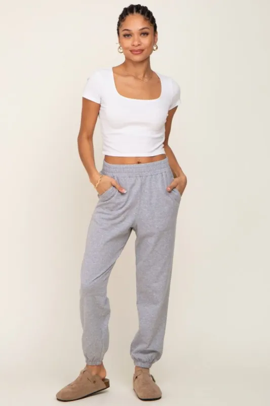 Heather Grey Basic Pocketed Sweatpants sold by Pinkblush