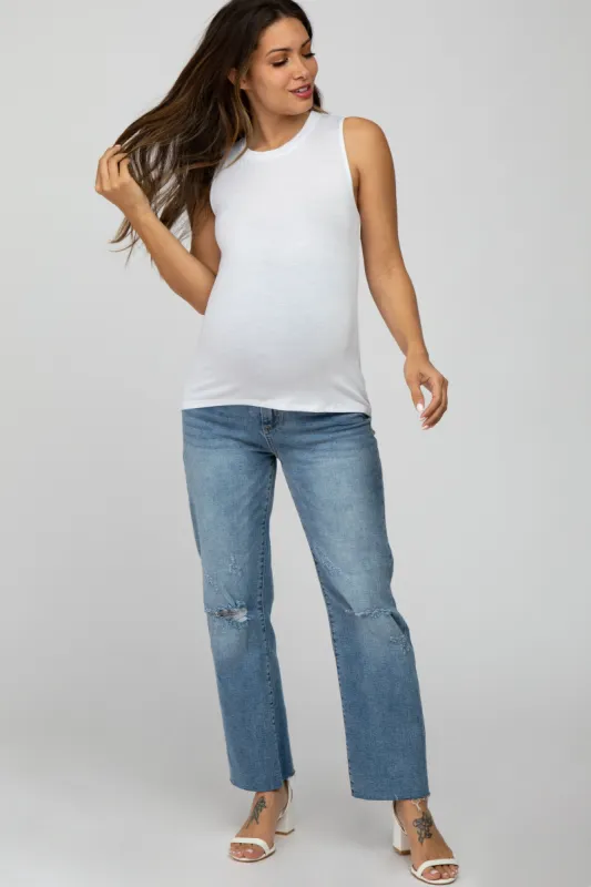 White Basic Sleeveless Maternity Top sold by Pinkblush