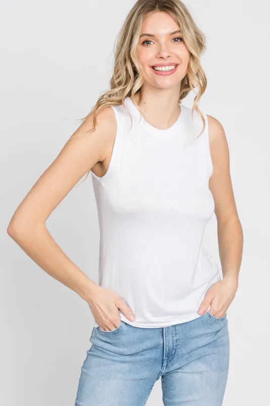 White Basic Sleeveless Top sold by Pinkblush