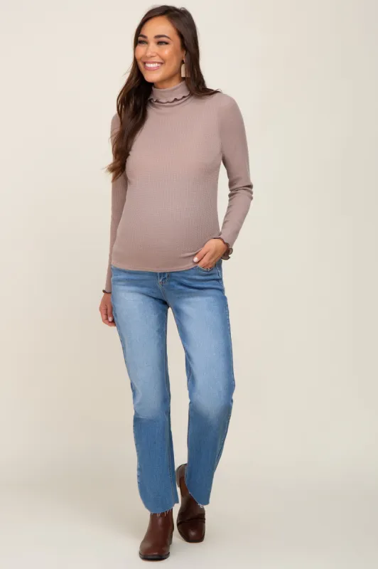 Navy Blue Raw Hem Straight Maternity Jeans sold by Pinkblush