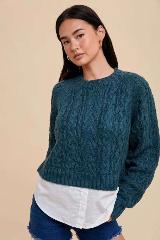 Emerald Cable Knit Sweater sold by Pinkblush