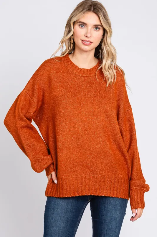 Rust Ribbed Cuff Sweater sold by Pinkblush