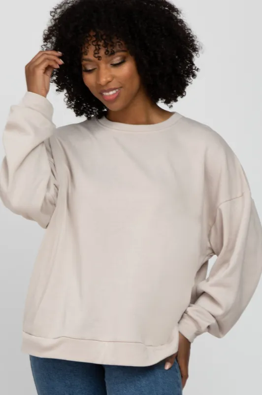 Beige Soft Fuzzy Lining Sweatshirt sold by Pinkblush