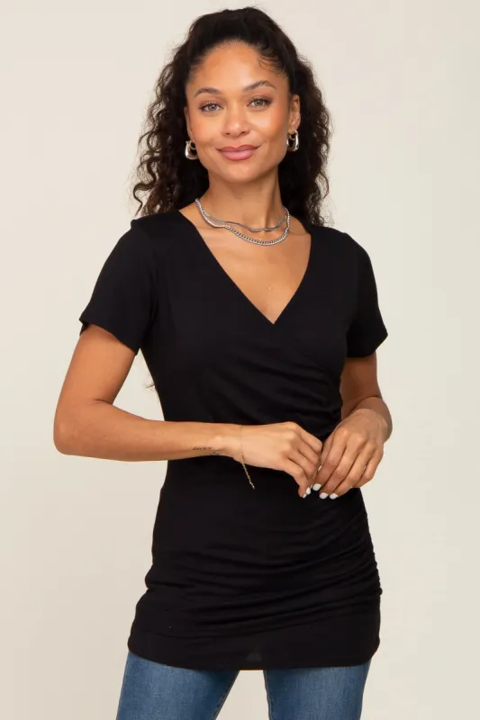 Black Wrap Front Nursing Top sold by Pinkblush