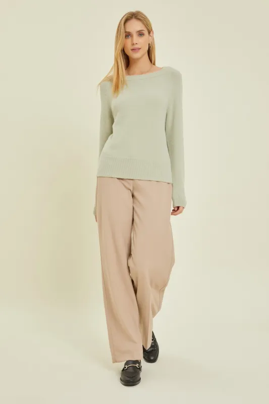 Sage Soft Knit Long Sleeve Top sold by Pinkblush