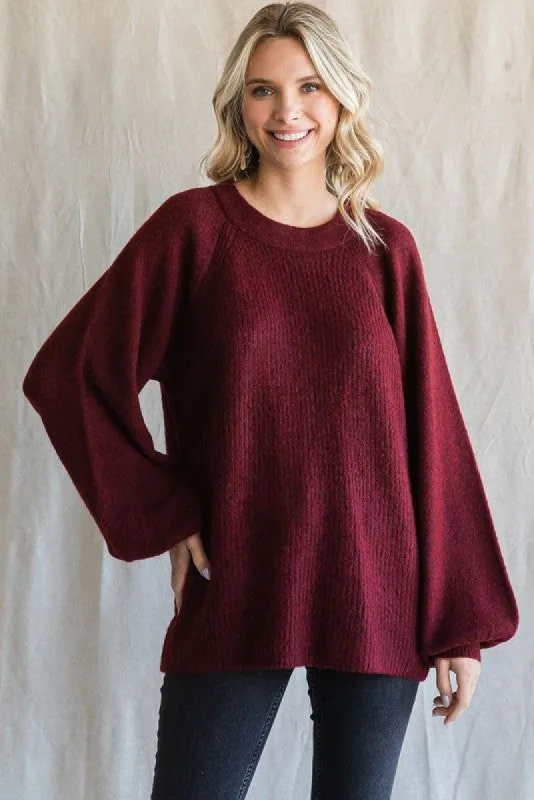 Burgundy Soft Brushed Sweater sold by Pinkblush