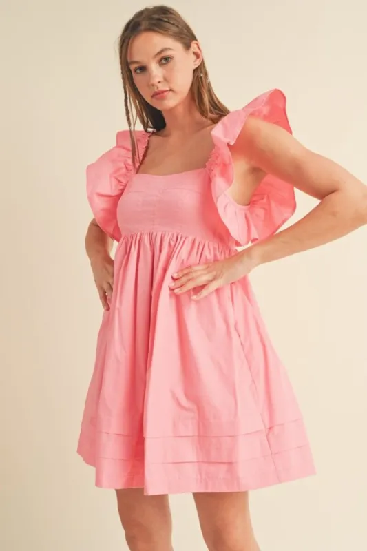Pink Ruffled Flutter Sleeve Mini Dress sold by Pinkblush