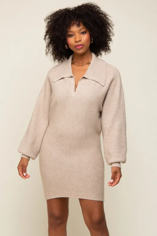 Taupe Sweater Knit Mini Dress sold by Pinkblush