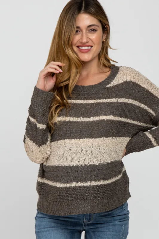 Olive Colorblock Striped Knit Maternity Top sold by Pinkblush