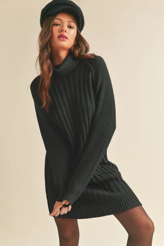 Black Turtleneck Sweater Dress sold by Pinkblush