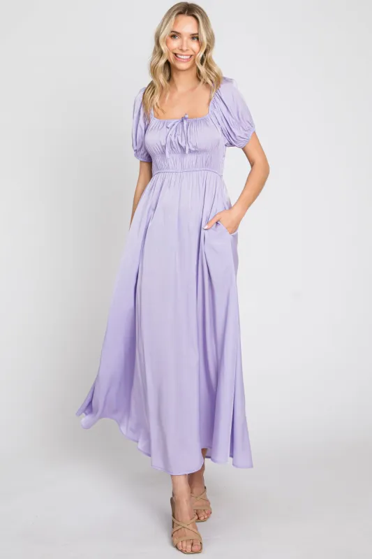 Lavender Puff Sleeve Maxi Dress sold by Pinkblush