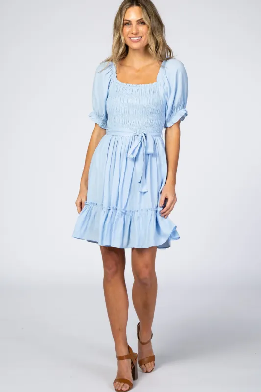 Light Blue Smocked Dress sold by Pinkblush