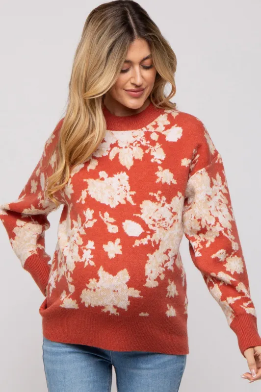 Rust Floral Maternity Sweater sold by Pinkblush