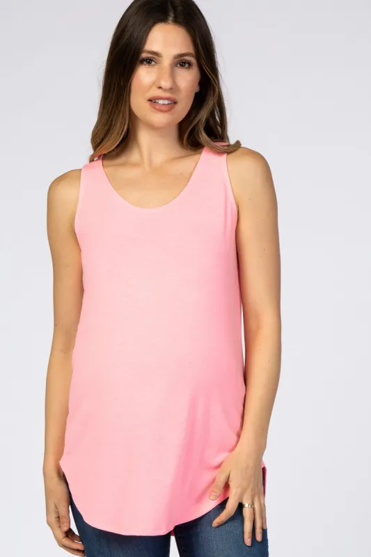 Neon Pink Basic Sleeveless Maternity Top sold by Pinkblush