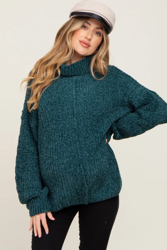 Forest Green Soft Chenille Turtle Neck Maternity Sweater sold by Pinkblush