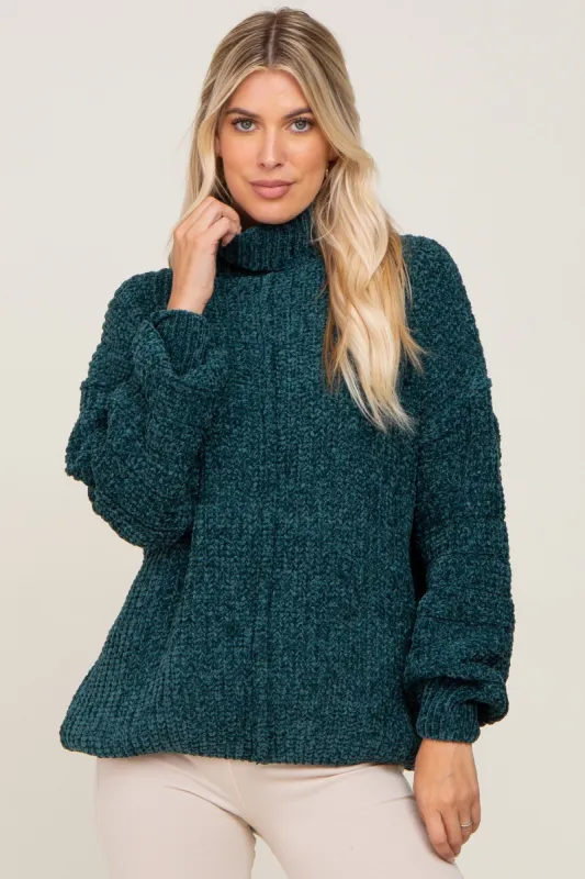 Forest Green Soft Chenille Turtle Neck Sweater sold by Pinkblush
