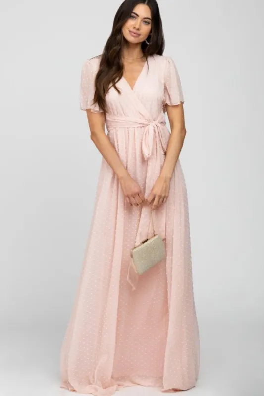 Light Pink Swiss Cot Chiffon Maxi Dress sold by Pinkblush