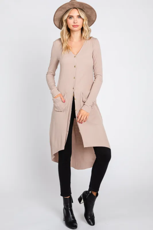 Beige Button Front Knit Cardigan sold by Pinkblush