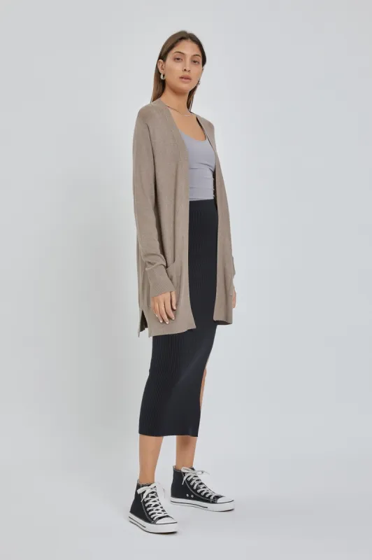 Taupe Basic Open Front Cardigan sold by Pinkblush