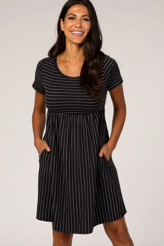 Black Striped Babydoll Dress sold by Pinkblush