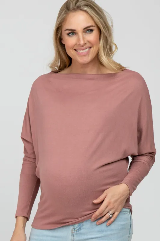Mauve Soft Knit Off Shoulder Maternity Top sold by Pinkblush