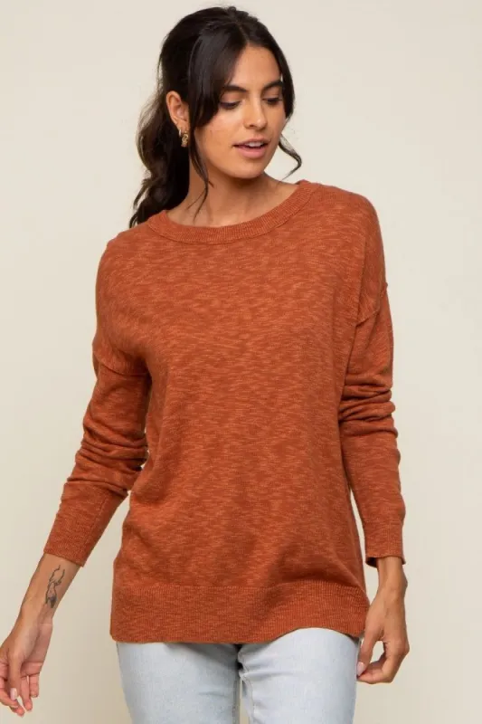 Rust Knit Long Sleeve Top sold by Pinkblush