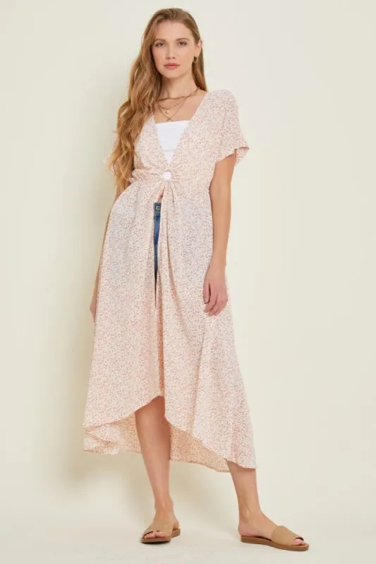 Cream Ditsy Floral Midi Cardigan sold by Pinkblush