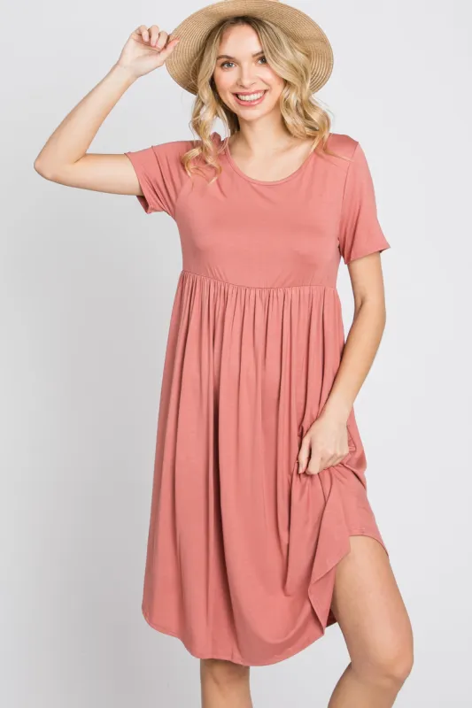 Rust Babydoll Round Hem Dress sold by Pinkblush