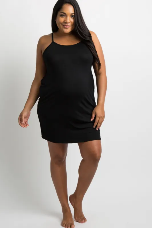 PinkBlush Black Basic Plus Maternity Sleep Dress made by Pinkblush