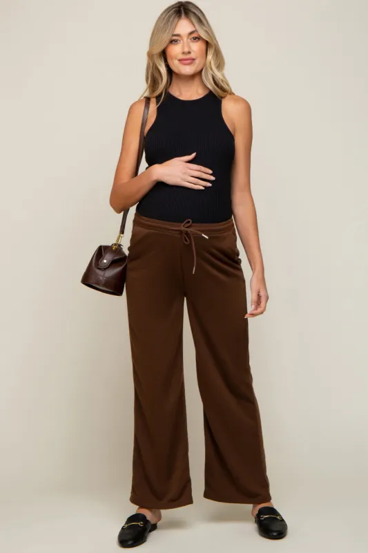 Brown Wide Leg Maternity Lounge Pants sold by Pinkblush